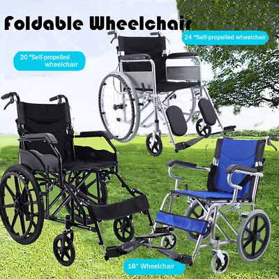 16/20  Foldable Wheelchair Elderly And Disabled Lightweight Soft Mobility Aid • $129.26