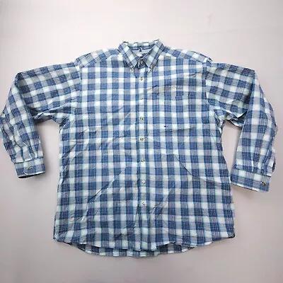 Ariat Pro Series Button Down Shirt Mens XXL Blue Plaid Western Stiff Fabric • $17.99