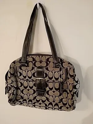 COACH 6846 Tote Bag Signature Canvas Leather Shell Tan Brown Medium Brown Lining • $35
