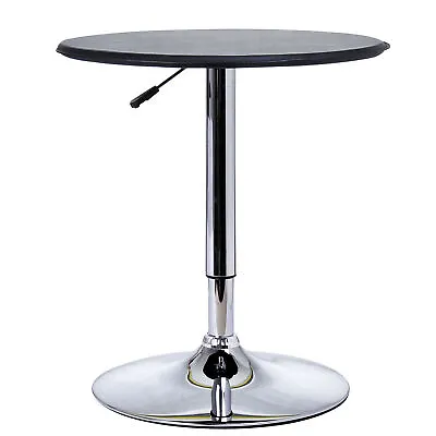 HOMCOM 93cm Adjustable Round Bar Table W/ PVC Leather Steel Base Bistro Black • $54.75