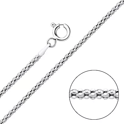 Sterling Silver 2mm POPCORN Chain Necklace 16 18 20 22 24 Inch SOLID 925 SILVER • £9.95