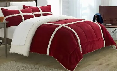 Chic Home Chloe 2-Pc Twin X-Long Comforter Set Red Faux Fur Sherpa Reversible  • $79.99