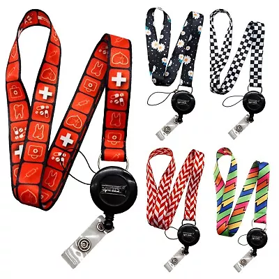 SpiriuS Retractable Reel Lanyard Neck Strap For ID Card Badge Holder Keyring • £4.49