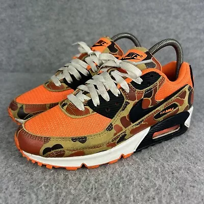 Nike Air Max 90 Trainers Womens UK 5 EU 38 Orange Camo Shoes Kids Boys • £32.95