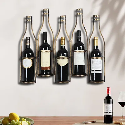 23.2 5 Bottle Metal Wine Rack Wall Mounted Wine Bottle Holder – Wall Decor Art • $30.60