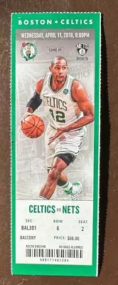 Boston Celtics 4/11/2018 NBA Ticket Stub Vs Brooklyn Nets • $6.95