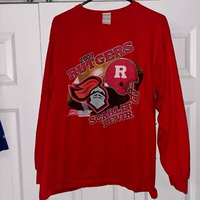 Vintage Rutgers Scarlet Knights 2007 Red Long Sleeve Shirt Size XL Men’s Ncaa • $19.99