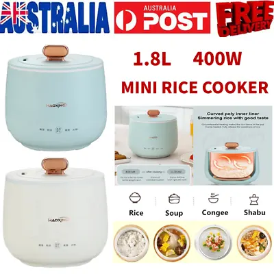 Portable Electric Mini Rice Cooker 1.8L Steamer Soup Cooking Stew Pot 1-3 Person • $34.48