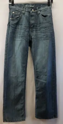 Old Skool Womens Denim Straight Leg Stretch Jeans Size 14 Metallic Shiny • $13.95