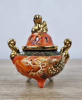 Vintage Ceramic Japanese Satsuma Incense Burner Handpainted Small Size.. • £22