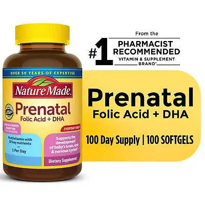 Nature Made Prenatal With Folic Acid + DHA SoftgelsMineral Supplement100 Count • $21.47