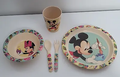 Disney Mickey & Minnie Mouse Easter Set Lot Bamboo Bowl Plate Cup Spoon Fork Set • $9.99
