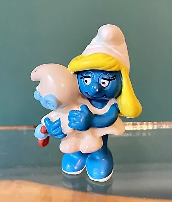 Smurfs - 20192 - Smurfette With Baby Smurf PVC Figure 1984 Vintage Peyo • $9.99