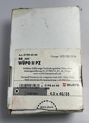 Wurth 40 X 40/35 500ct Screws • $18