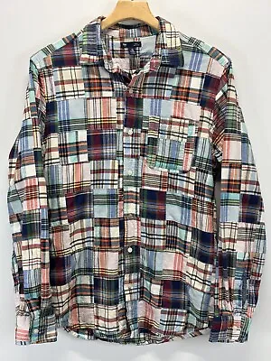 Men’s Gap Madras Patchwork Button Up Shirt Sz Medium Slim Fit Long Sleeve • $24