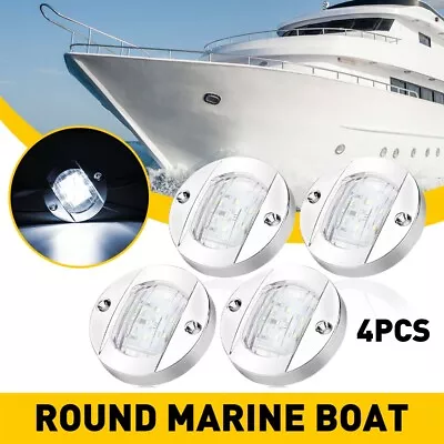 4X Round Marine Boat LED Courtesy Lights Cabin Deck Stern Navigatioin White/Blue • $12.99
