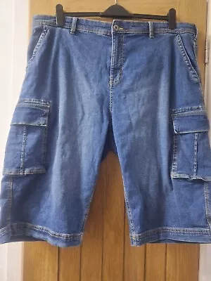 Jacamo Mens Blue Denim Cotton Shorts Size 46 Waist • £9.99