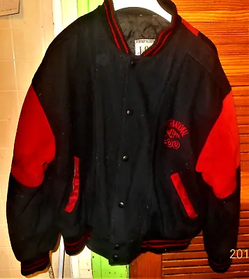 I.O.U Across America Black Wool & Red Suede Unisex Varsity Jacket **REDUCED** • $29.50