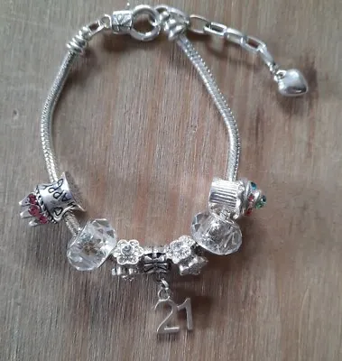 Women's 21st Birthday Charm Bracelet Girls Ladies Costume Jewellery Hut Gift ❤️ • £12.99