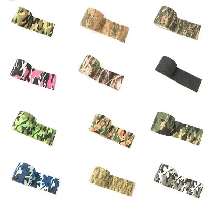 Self Adhesive Camo Wrap Cycling Hunting Camo Bandage Stealth Tape Non Woven❤4.5M • £2.82