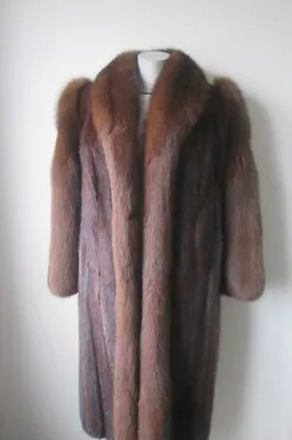 Women's Sz 6 Mink Fur Coat With Brown Fox Fur Collar & Sleeves SUPERB Ladies • $575