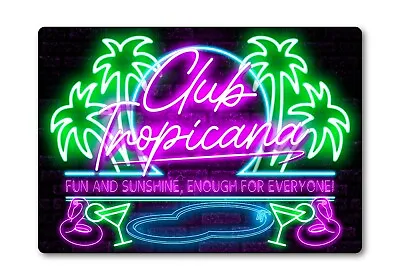 £21.99 • Buy Club Tropicana Bar Sign METAL Plaque Eighties Neon Cocktail Style Wham Pop Chart