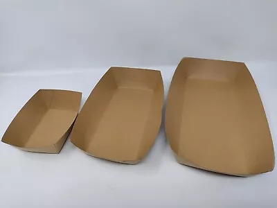 Kraft Paper Food Meal Snack Tray Box Boat Takeaway Degradable Small Medium Large • £8.20