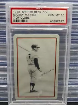 1978 Sports Deck Division Playing Cards Mickey Mantle 7 Of Clubs PSA 10 Yankees • $13.39