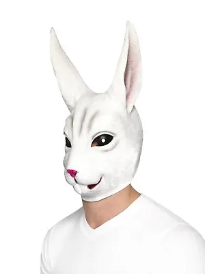 Adult White Rabbit Latex Overhead Fancy Dress Easter Bunny Costume Mask • £19.95