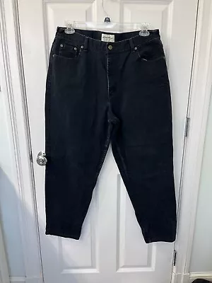 Eddie Bauer Black Jeans Womens Size 18 Petite Tapered Leg 100% Cotton High Waist • $13