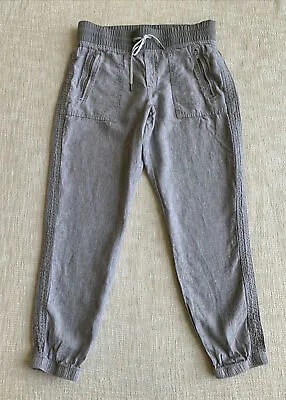 $34.99 • Buy Athleta Cabo Linen Joggers Pants Womens Sz 8 Casual Pockets Pull On Style Gray