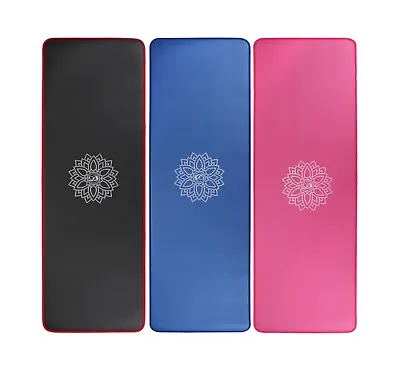 10mm Mandala Pattern Yoga Mat Large Thick Pilates Gym Floor Mats With Carry Bag • £12.69