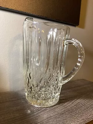 Vintage Clear Heavy Cut Glass Pitcher Diamond Shape Water Beer Wine Ice Tea • $29.99
