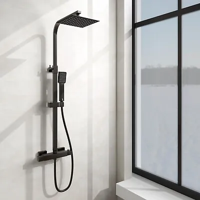 £59.79 • Buy Modern Square Matte Black Exposed Thermostatic Mixer Shower Set 8 