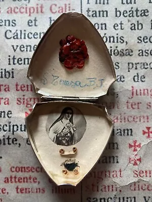 RARE VINTAGE SILVER RELIQUARY St Therese J.I. :  Ex-indumentis With WAX SEAL ! • $394.99