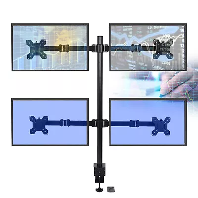 Quad Four Arm Desk Mount LCD Computer Monitor Bracket Stand 10”-27” Screen TV • $58