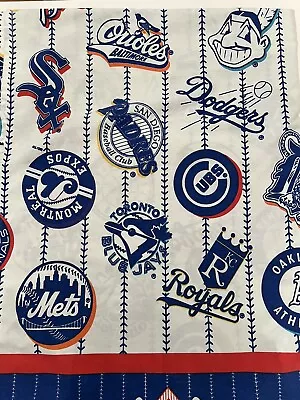 VTG Twin Flat Sheet MLB Rookie League Official W/ Baseball Team Insignias Logos • $10