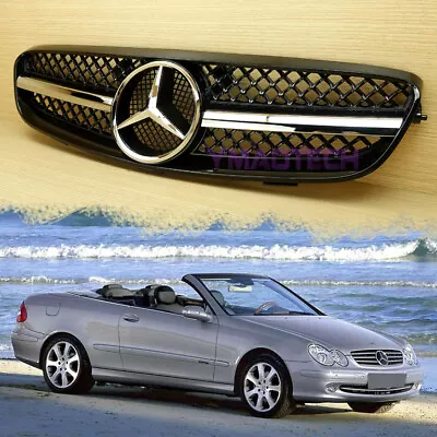 CLK-Class Chrome Shiny Black Front Grille 2004-2009 Fit Mercedes Benz W209 • $189.81