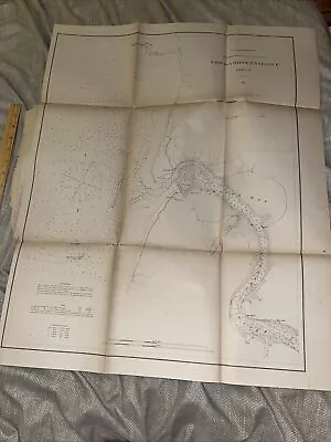 Antique US COAST SURVEY Map 1868 Yaquina River Entrance Oregon - Hoxie’s Cove • $149