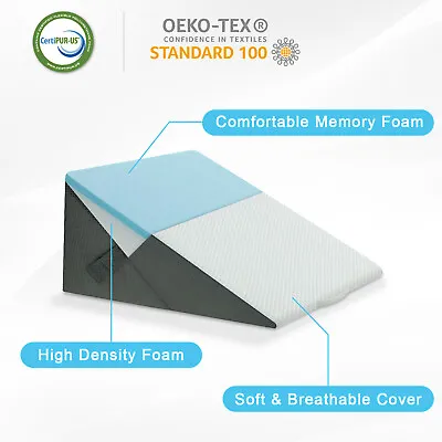 Adjustable 2x Memory Foam Wedge Pillow With Washable Cover & Sleep Reflux Pillow • $48.99