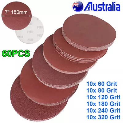 180mm 7  Sanding Discs Pads 60 80 120 180 240 320 Grit Orbital Sander Sandpaper • $28.89