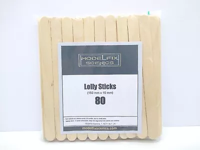 Modelfix Scenics 80 Long Wooden Lolly Sticks 150mm X 10mm For Model Making • £5.69