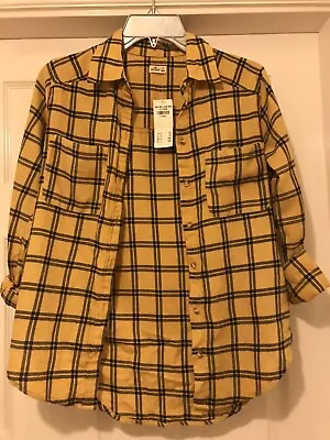 HOLLISTER Plaid Checked Shirt Blue Mustard - Size XS • £12