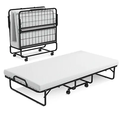 Heavy Duty Foldable Bed Metal Guest Bed Daybed W/ 4 Inch Mattress Memory Foam • $209.98