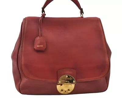 Authentic MIU MIU Vintage Leather Shoulder Hand Bag Red 8673I • $250