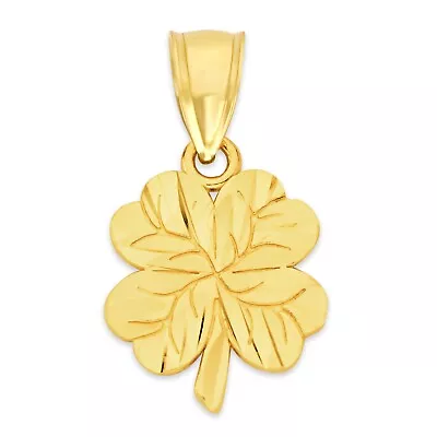 Solid Gold Clover Pendant In 10 Or 14k Four Leaf Clover Necklace For Women • $158.99