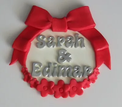 Personalised Edible Handmade Plaque / Badge Name Anniversary Wedding Cake Topper • £12.99