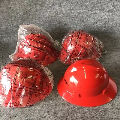 Lot Of 4 MSA 475371 Red Full Brim Hard Hat Type 1 Class E ANSI Class V-Gard New • $89.99