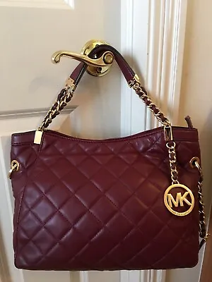 NWT Michael Kors Susannah MD Quilted Claret (Bordeaux/Burgundy/Mahogany) RARE!! • $450