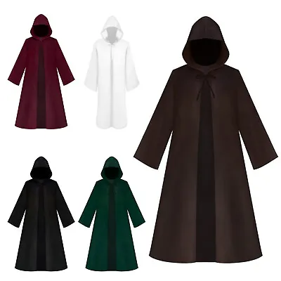 Mens Medieval Hooded Cape Hobbit Cosplay Halloween Costume Renaissance Cloak • $6.15